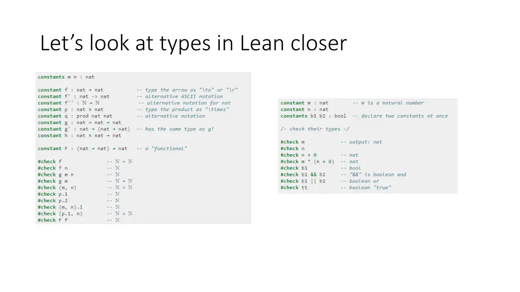 let s look at types in lean closer