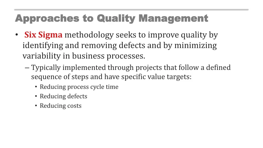 approaches to quality management approaches 1