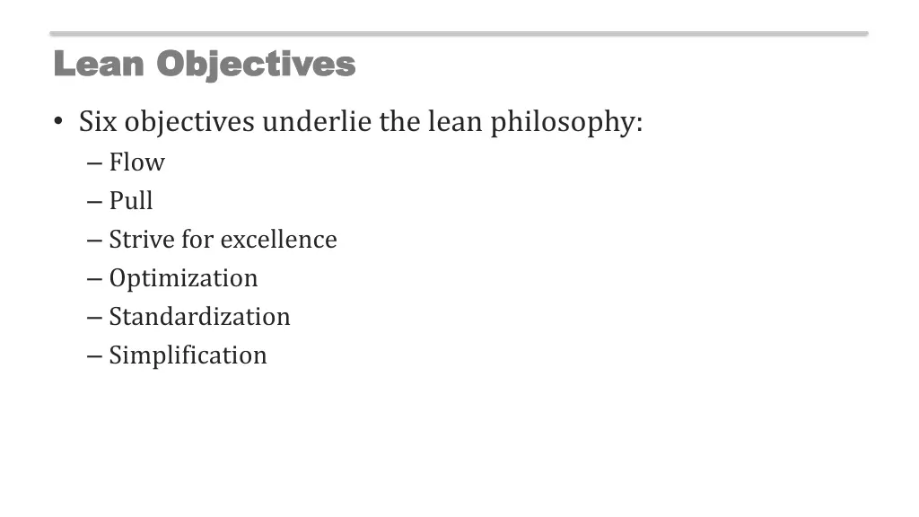 lean objectives lean objectives