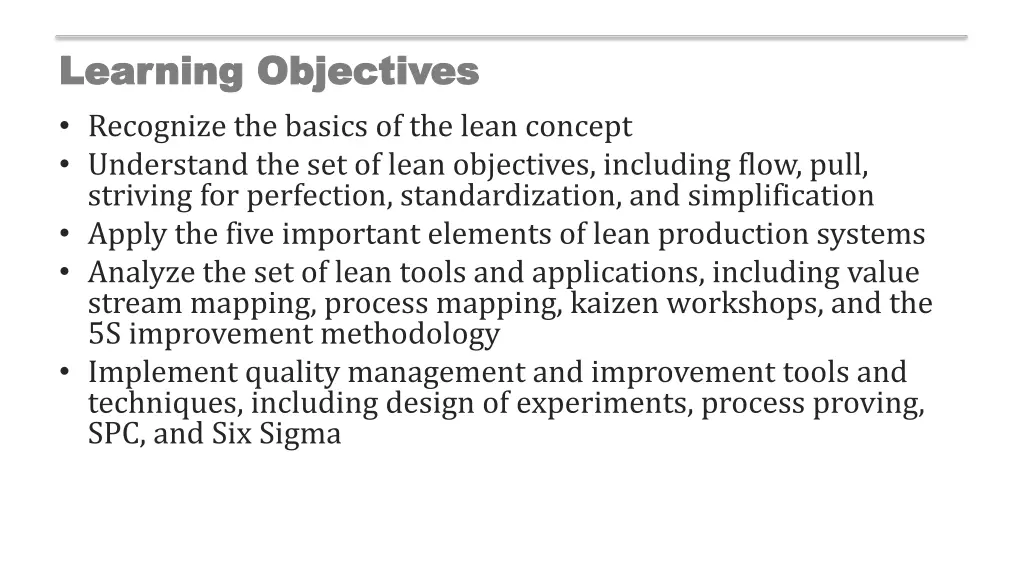 learning objectives learning objectives recognize