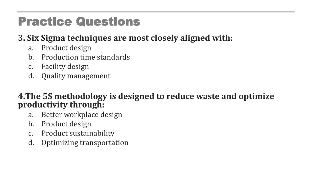 practice questions practice questions 3 six sigma