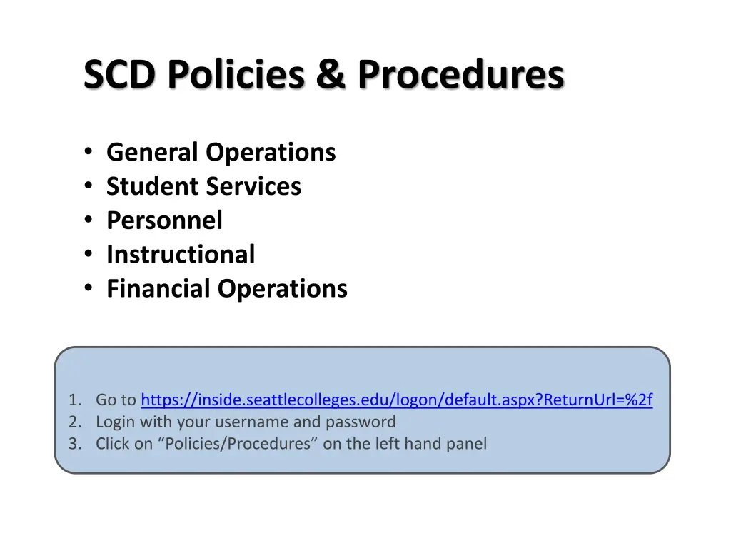 scd policies procedures