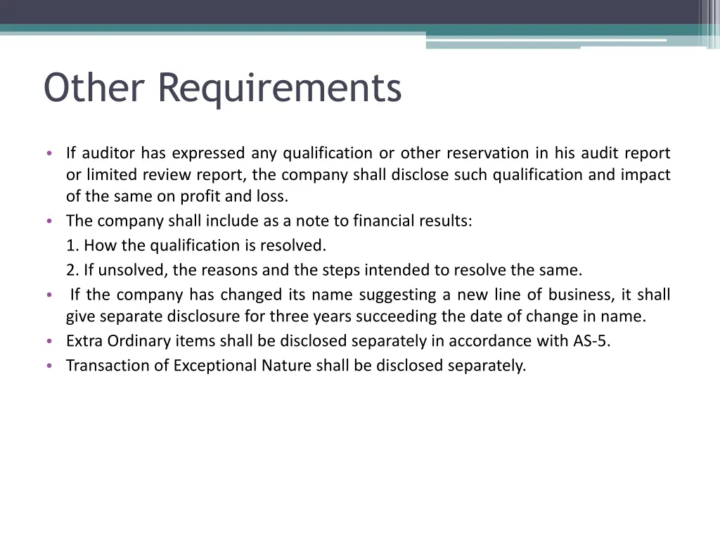 other requirements