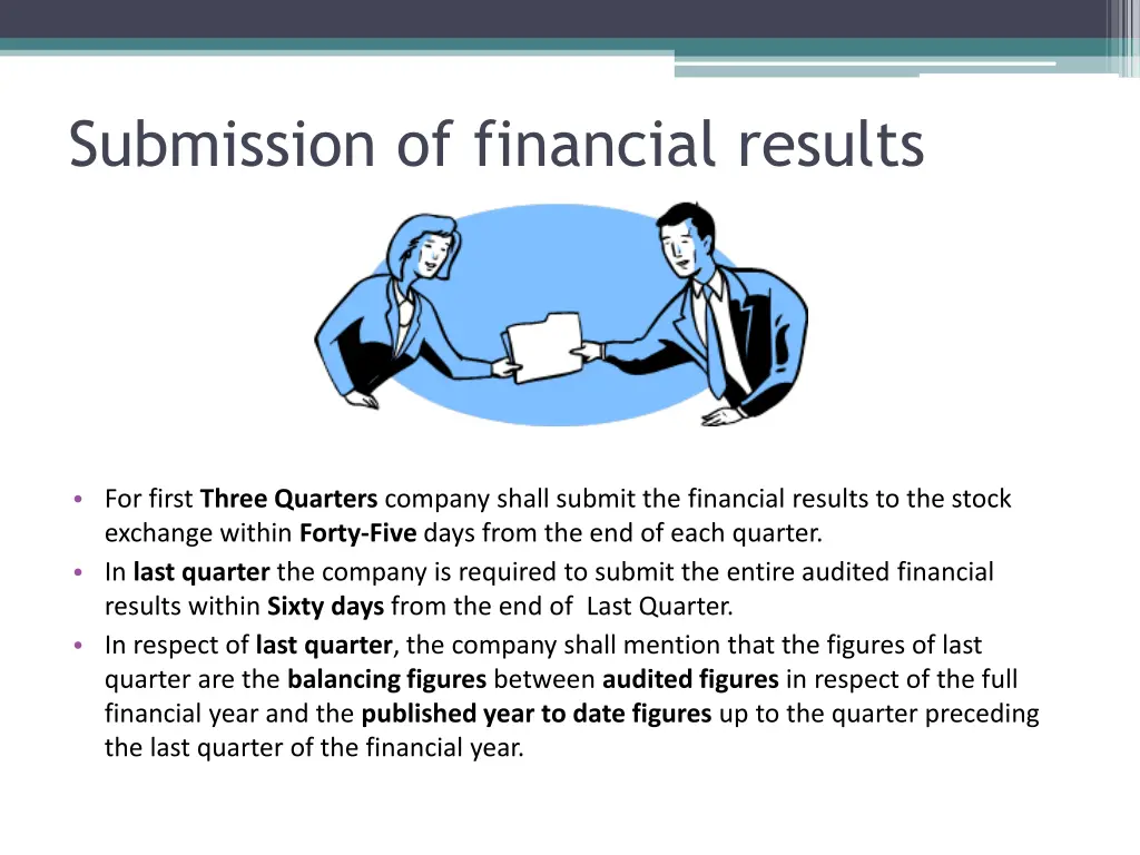 submission of financial results