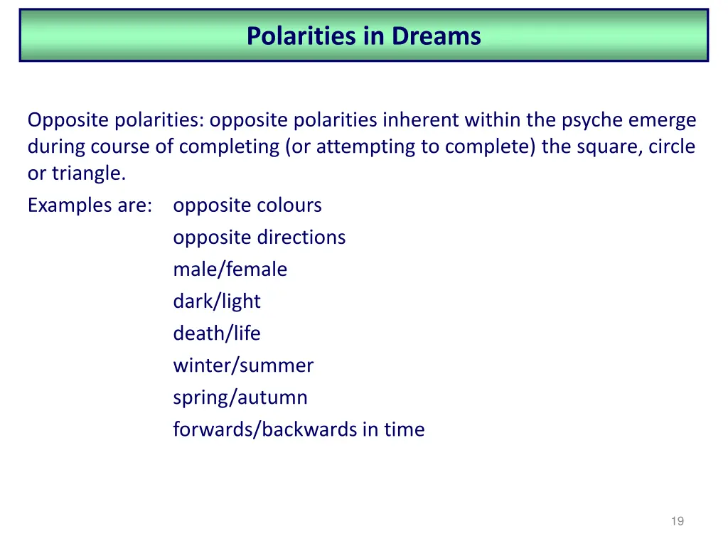 polarities in dreams