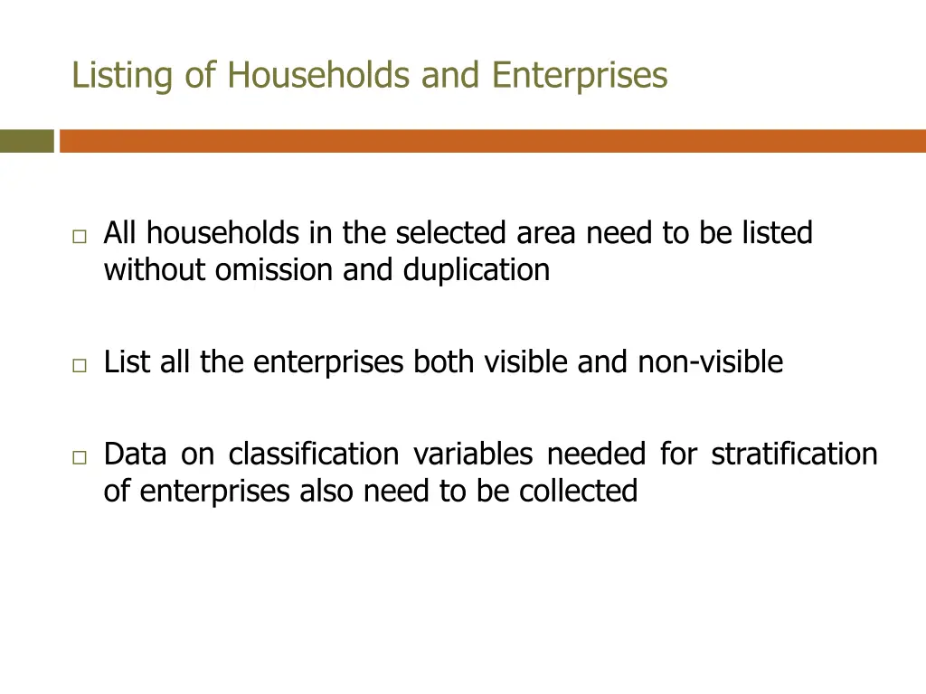 listing of households and enterprises