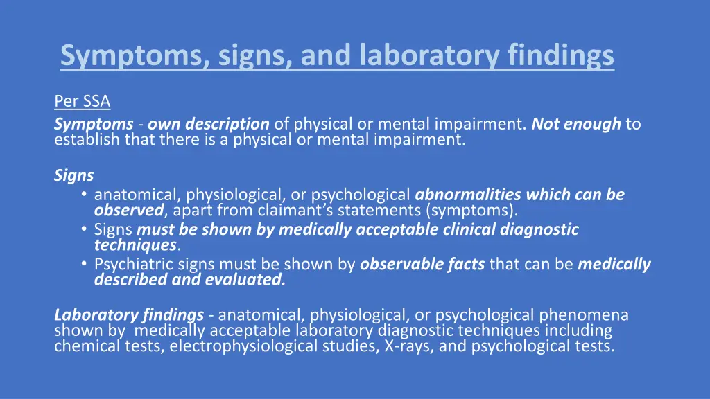 symptoms signs and laboratory findings