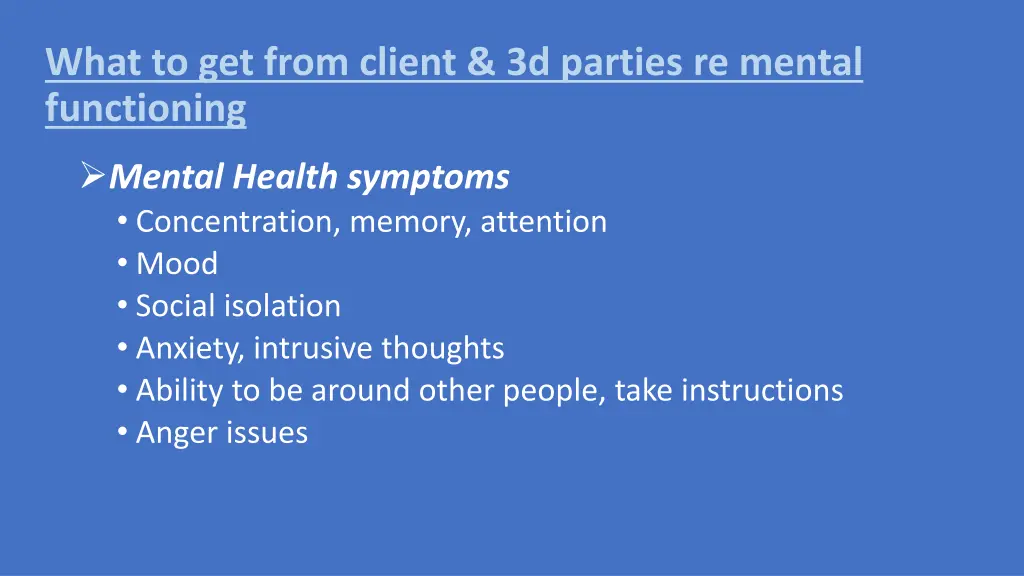 what to get from client 3d parties re mental