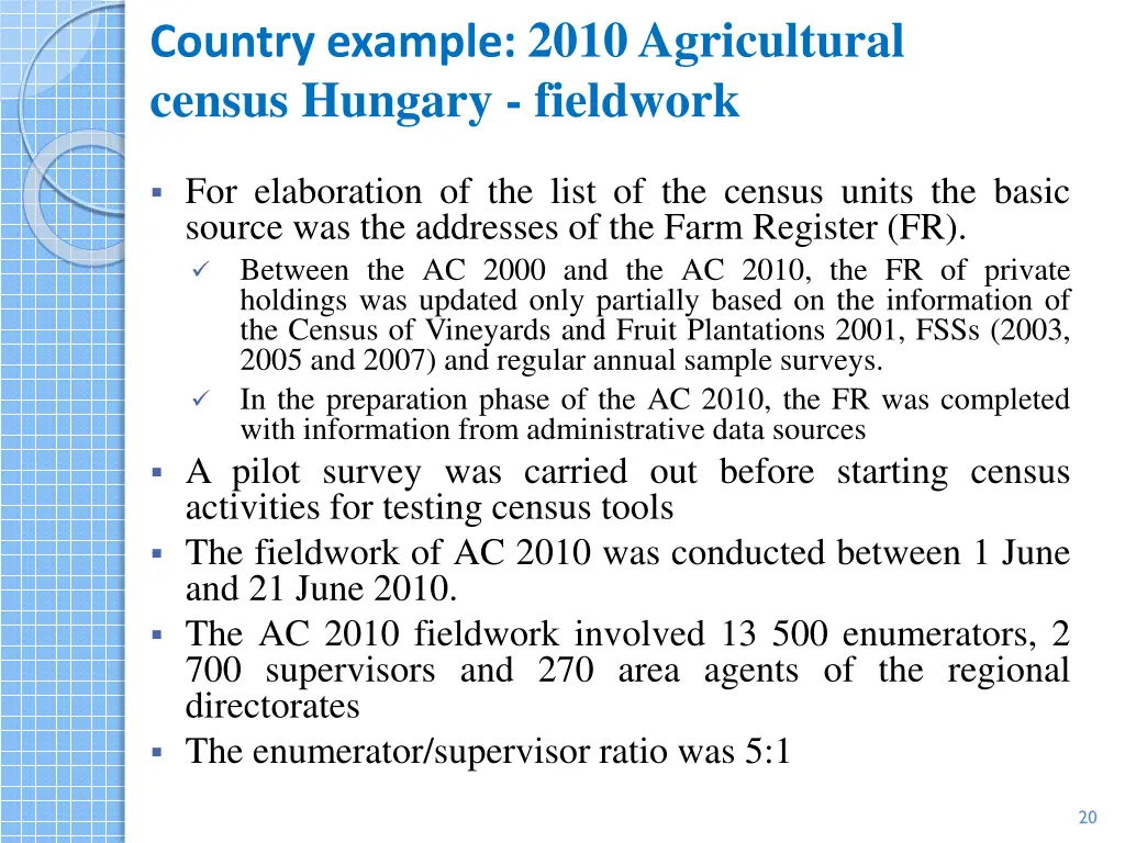 country example 2010 agricultural census hungary