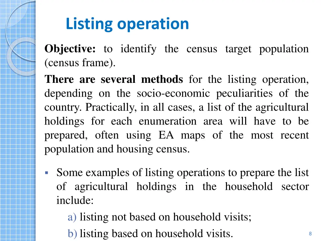 listing operation