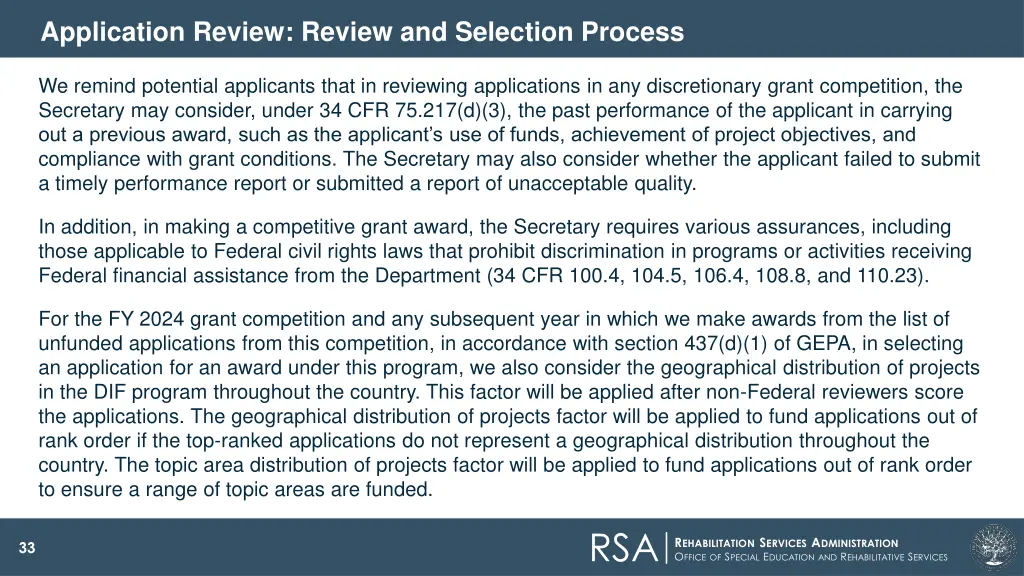 application review review and selection process