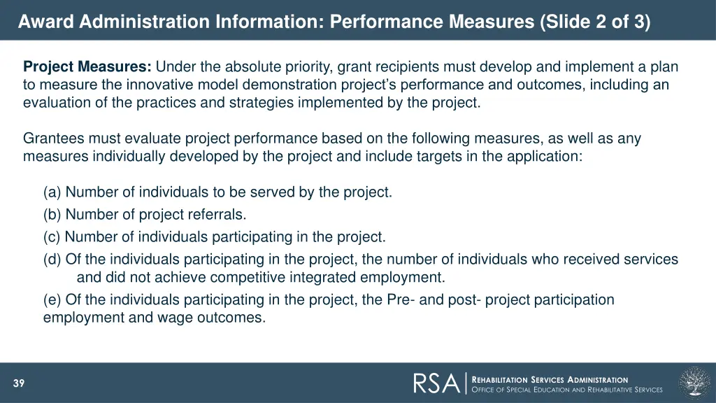 award administration information performance 1