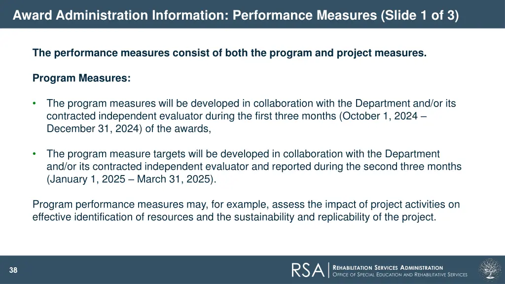 award administration information performance