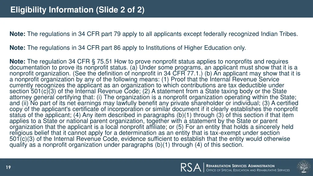 eligibility information slide 2 of 2