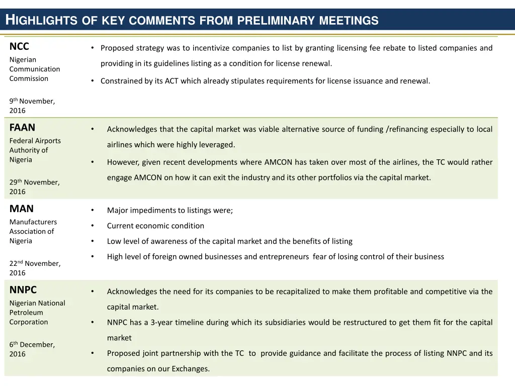 h ighlights of key comments from preliminary 1