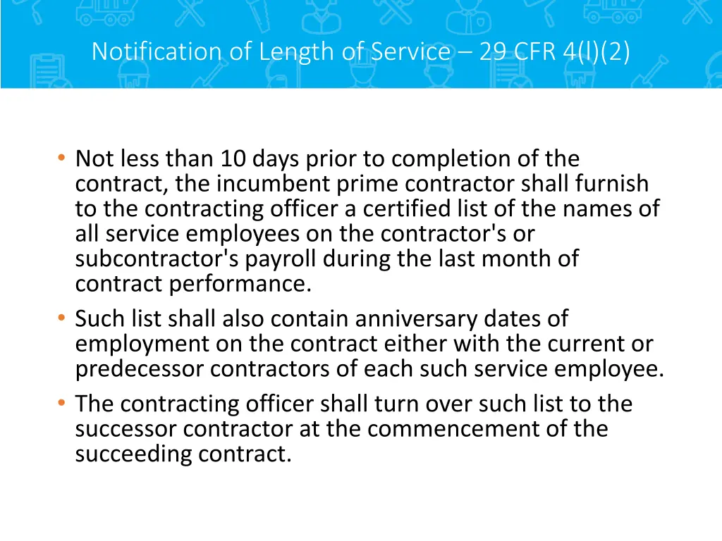 notification of length of service 29 cfr 4 l 2