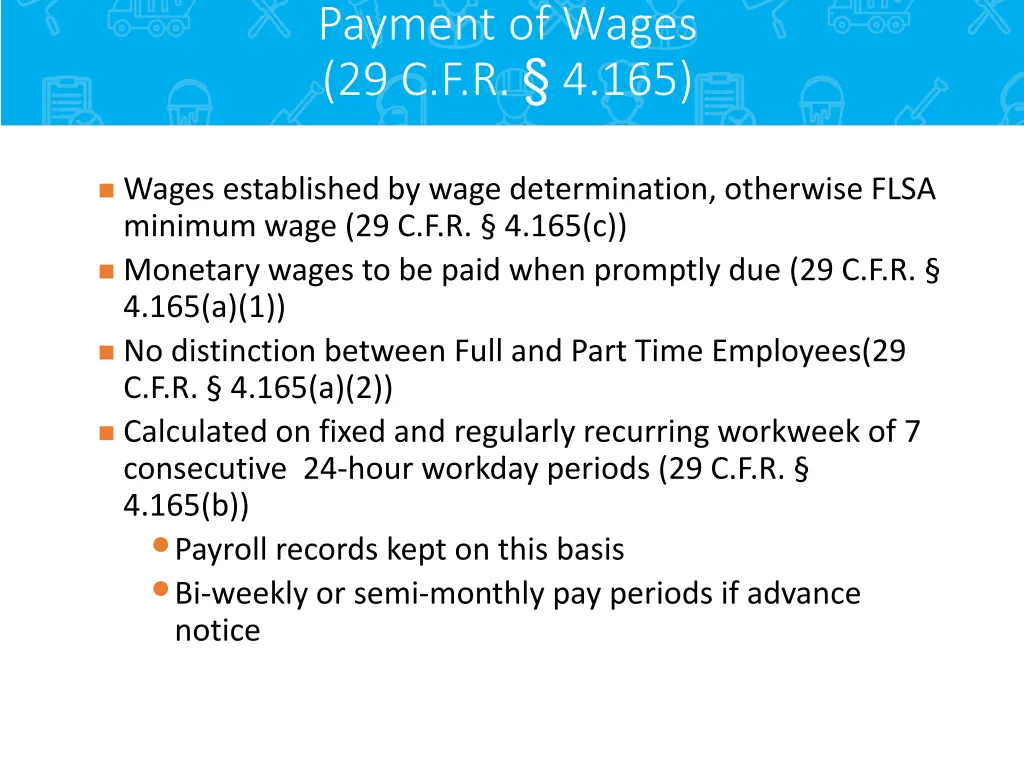 payment of wages 29 c f r 4 165