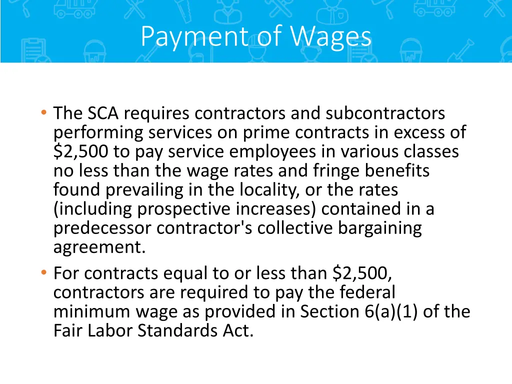 payment of wages