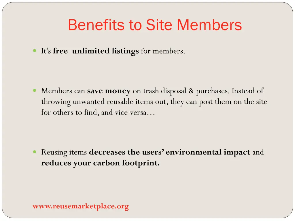 benefits to site members