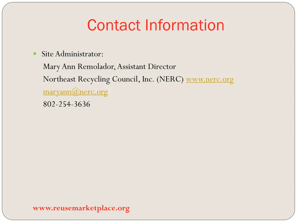 contact information