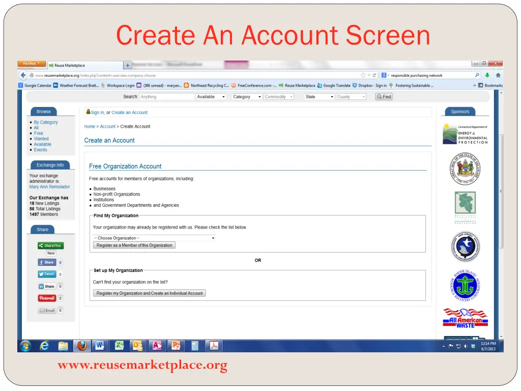 create an account screen