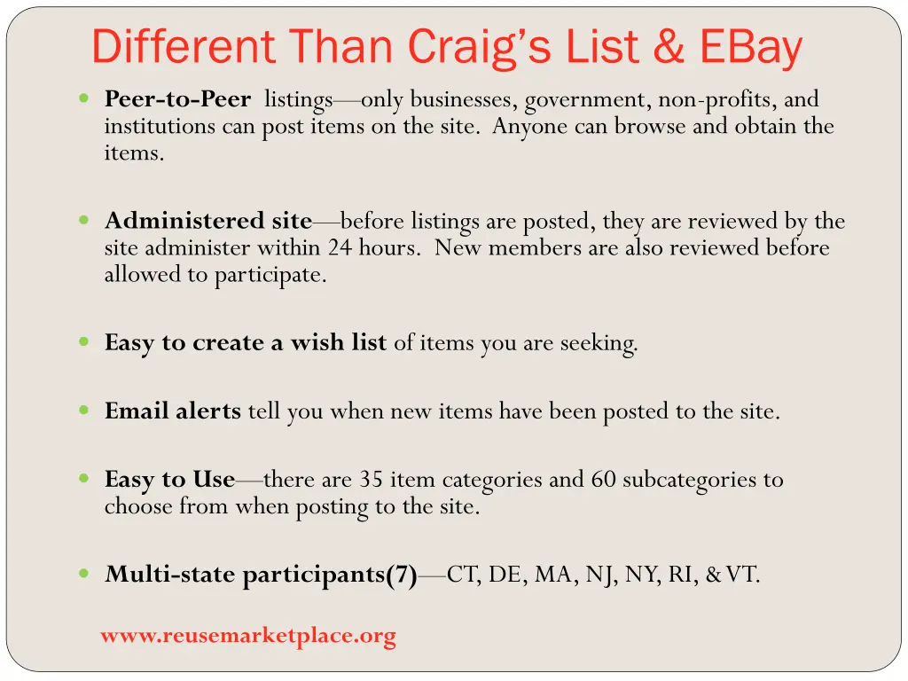 different than craig s list ebay peer to peer