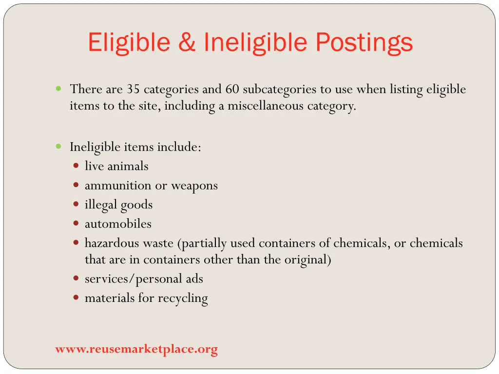 eligible ineligible postings