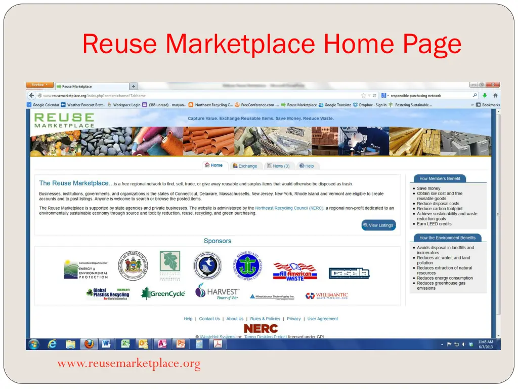 reuse marketplace home page