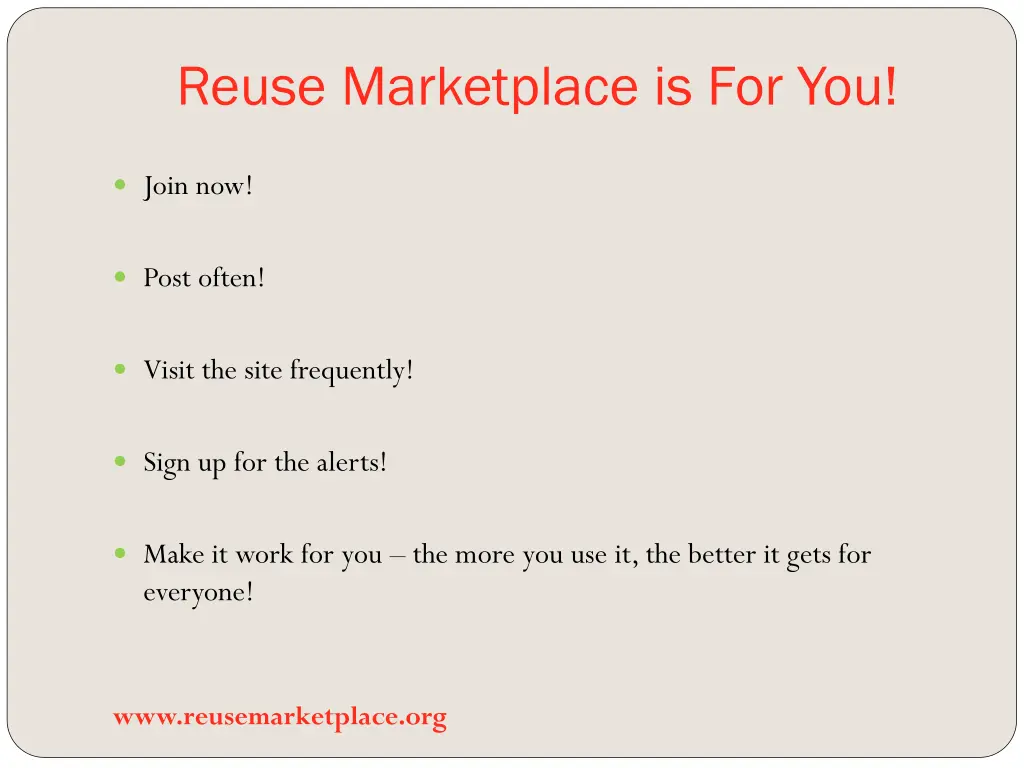 reuse marketplace is for you