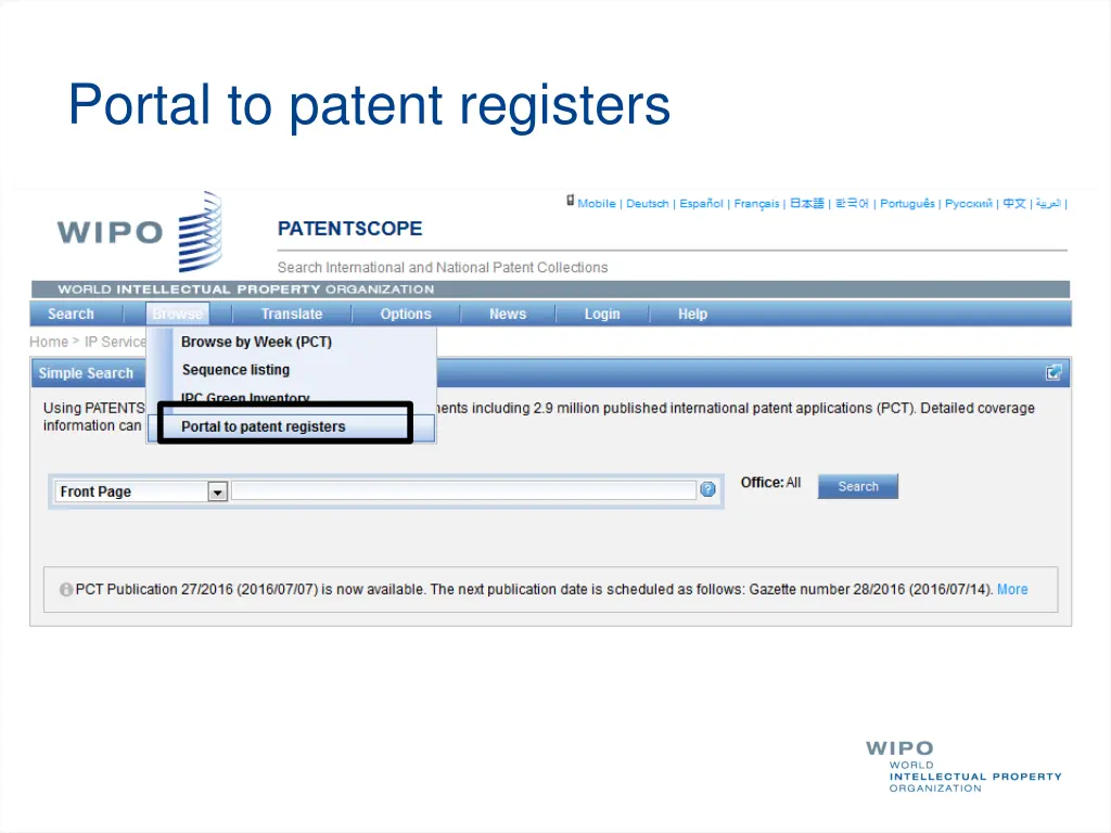 portal to patent registers