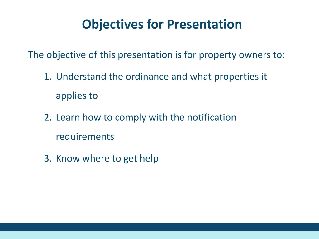 objectives for presentation