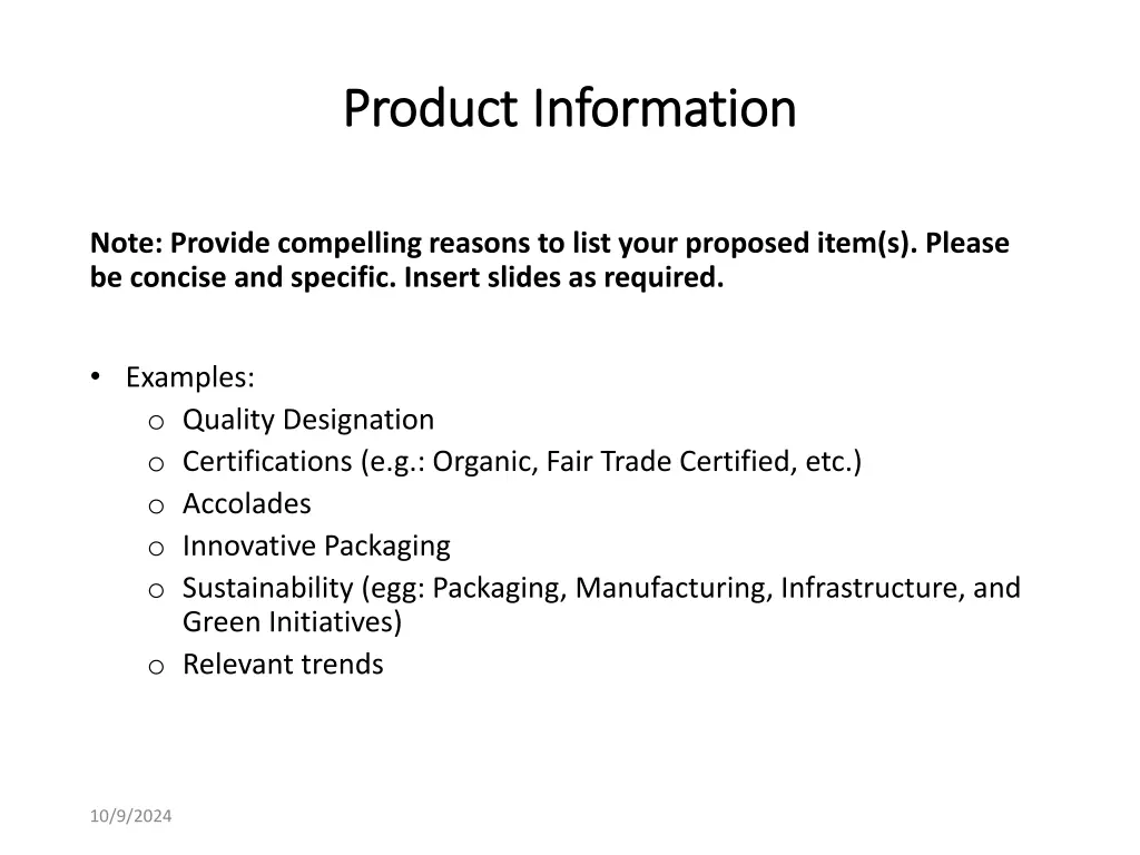 product product information information