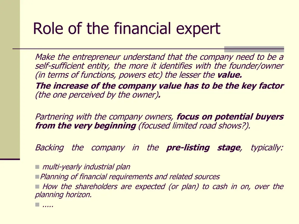 role of the financial expert