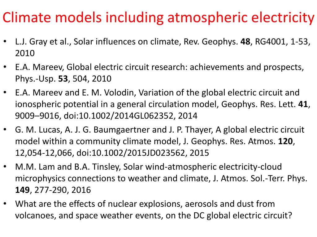 climate models including atmospheric electricity