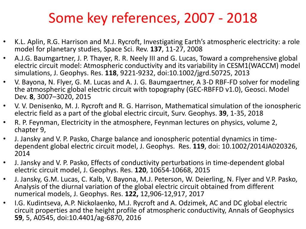 some key references 2007 2018