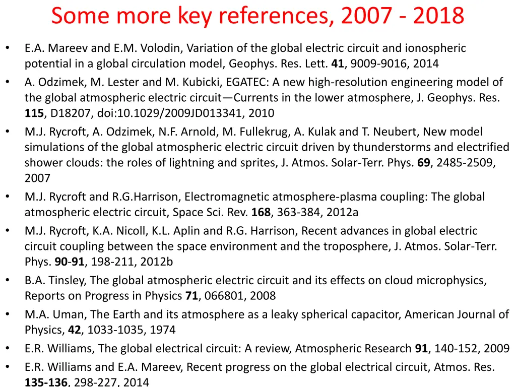 some more key references 2007 2018