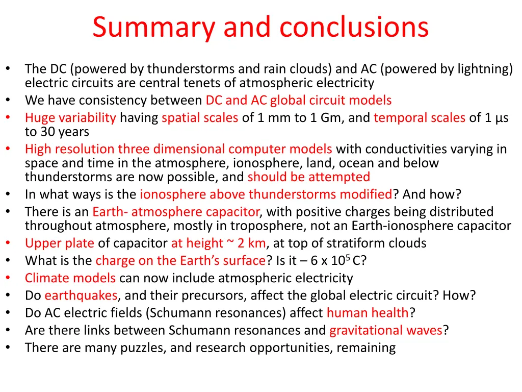 summary and conclusions