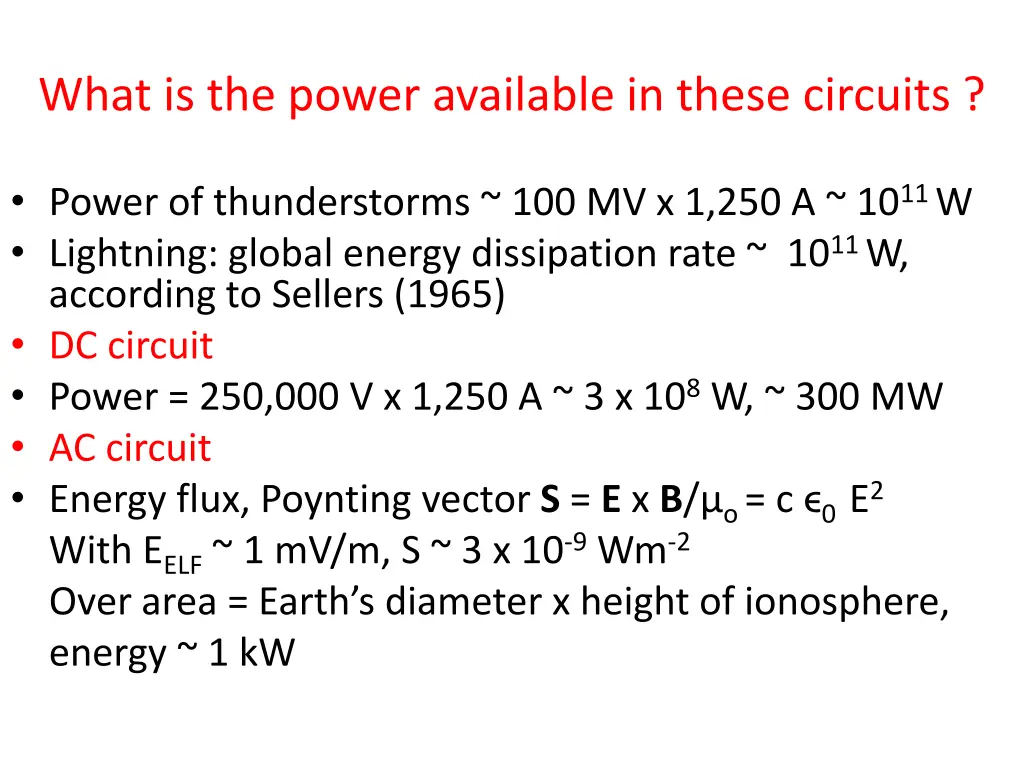 what is the power available in these circuits