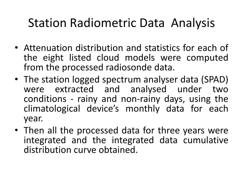 station radiometric data analysis