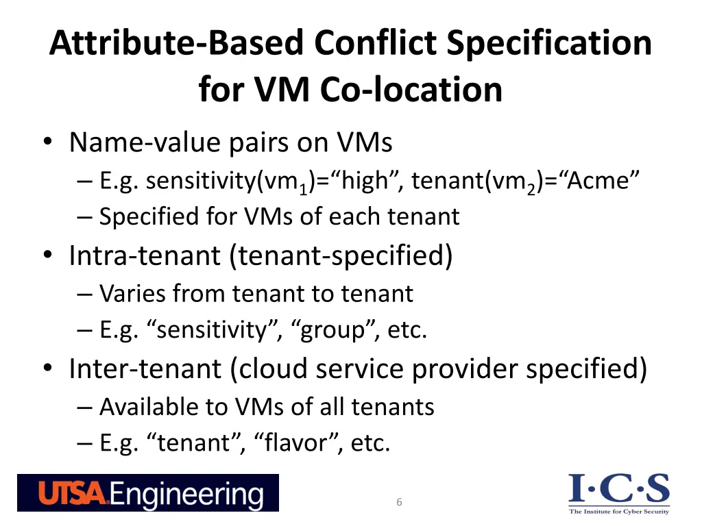 attribute based conflict specification