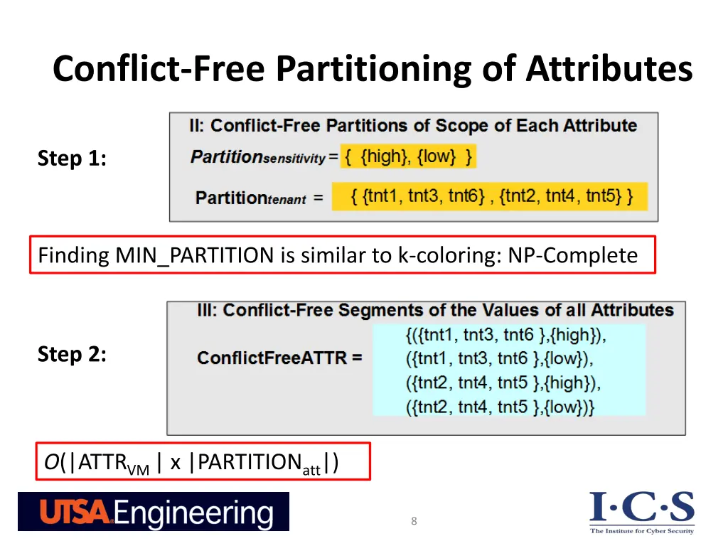 conflict free partitioning of attributes