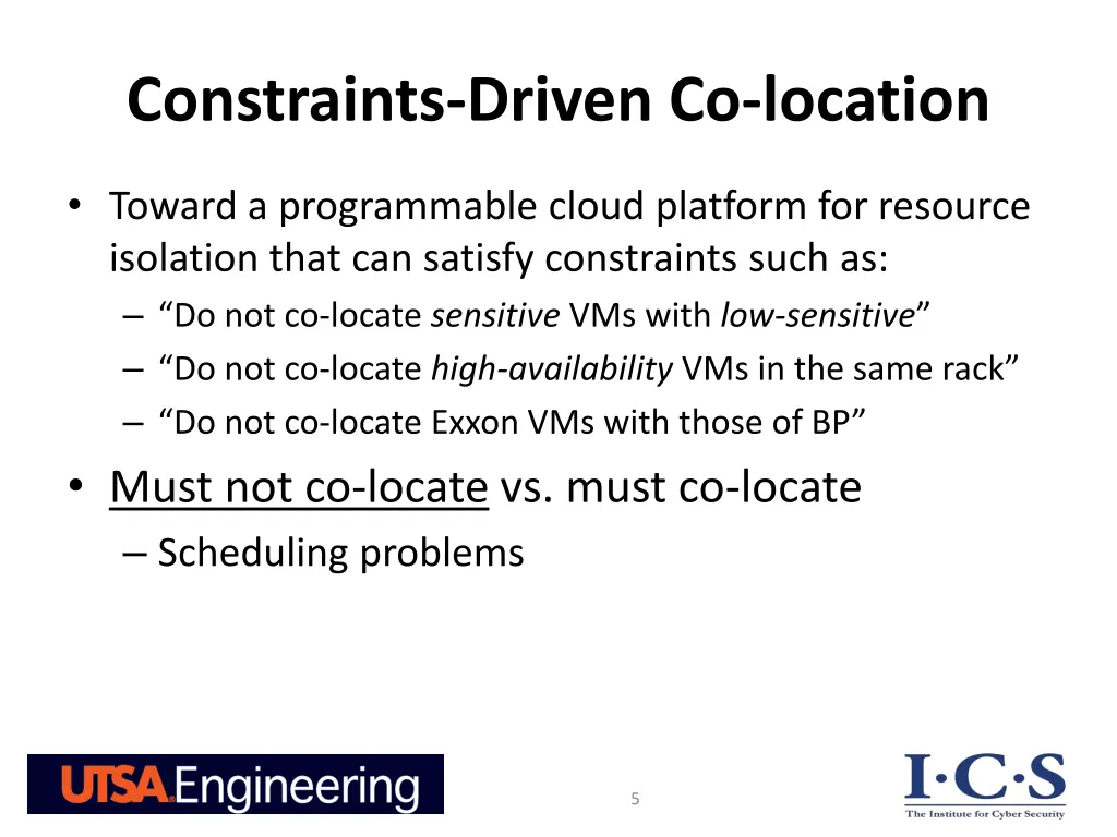 constraints driven co location