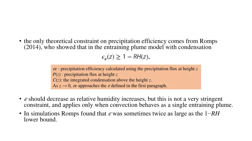 the only theoretical constraint on precipitation