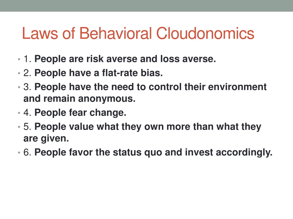 laws of behavioral cloudonomics