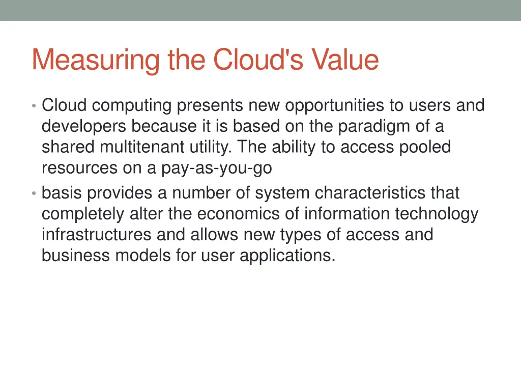 measuring the cloud s value 1