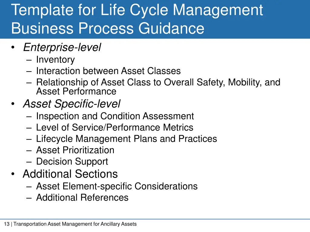 template for life cycle management business