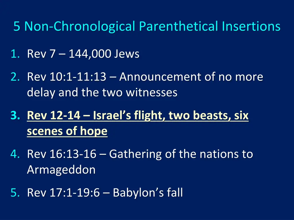 5 non chronological parenthetical insertions