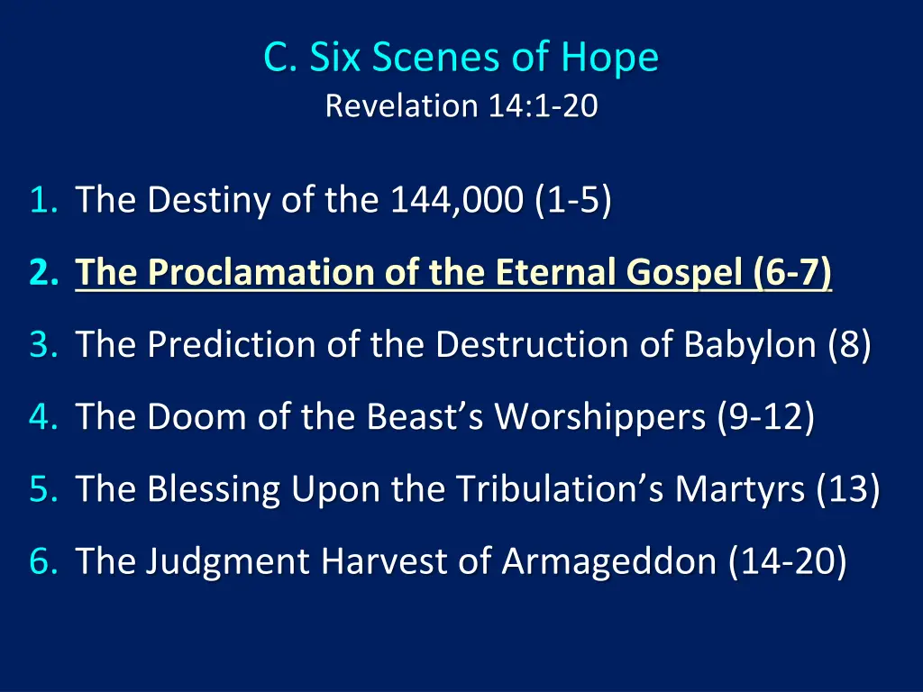 c six scenes of hope revelation 14 1 20 2