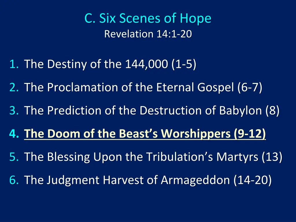 c six scenes of hope revelation 14 1 20 4