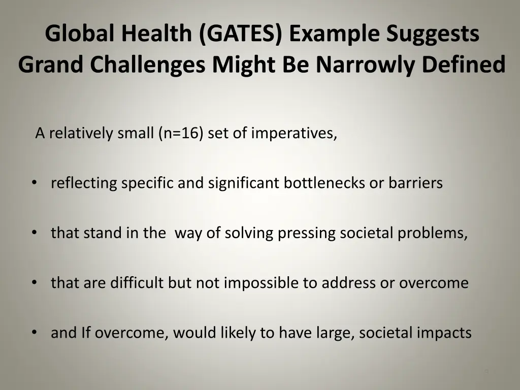 global health gates example suggests grand